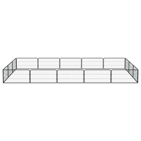 vidaXL Jaula perros 16 paneles acero recubierto polvo negro 100x50 cm