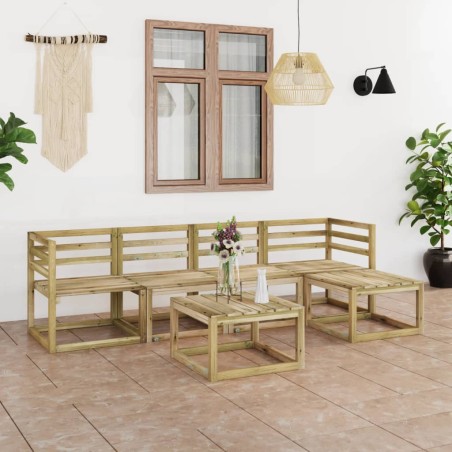 vidaXL Set de muebles de jardín 6 pzas madera de pino impregnada verde