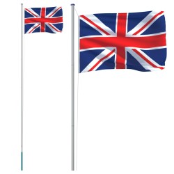 vidaXL Mástil y bandera de Reino Unido aluminio 6,23 m