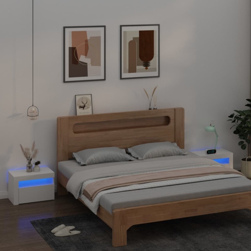vidaXL Mesitas de noche con LED 2 unidades blanco 60x35x40 cm vidaXL Mesitas de noche con LED 2 unidades blanco 60x35x40 cm