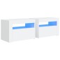 vidaXL Mesitas de noche con LED 2 unidades blanco 60x35x40 cm vidaXL Mesitas de noche con LED 2 unidades blanco 60x35x40 cm