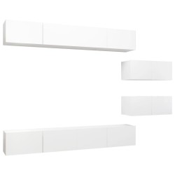 vidaXL Set de muebles de salón TV 6 piezas madera de ingeniería blanco
