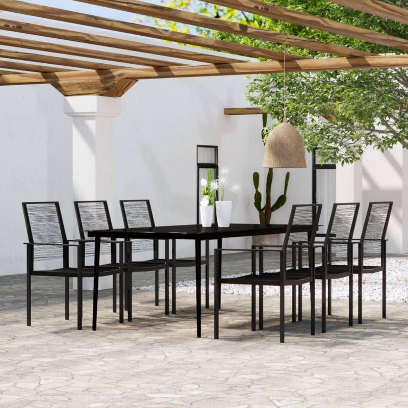 vidaXL Juego de comedor de jardín 7 piezas negro vidaXL Juego de comedor de jardín 7 piezas negro