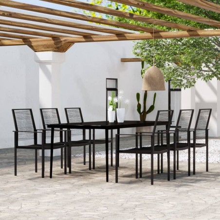 vidaXL Juego de comedor de jardín 7 piezas negro