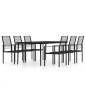 vidaXL Juego de comedor de jardín 7 piezas negro vidaXL Juego de comedor de jardín 7 piezas negro
