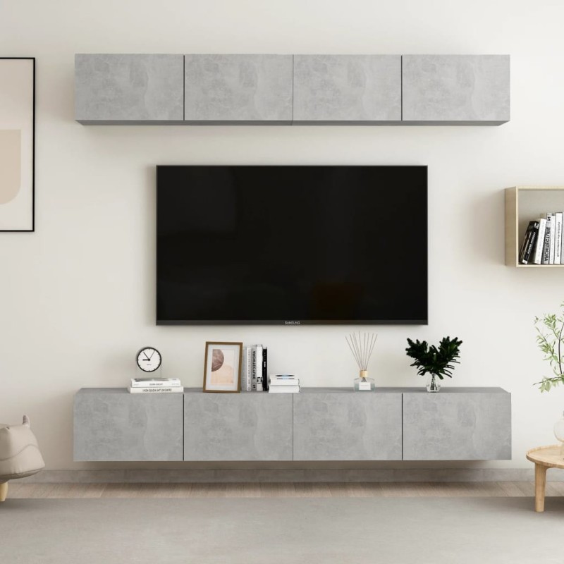 vidaXL Juego de muebles de salón 4 piezas gris hormigón 100x30x30 cm vidaXL Juego de muebles de salón 4 piezas gris hormigón 100x30x30 cm