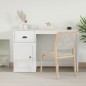 vidaXL Escritorio cajón madera contrachapada blanco brillo 115x50x75cm vidaXL Escritorio cajón madera contrachapada blanco brillo 115x50x75cm
