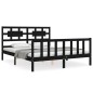 vidaXL Estructura cama de matrimonio con cabecero madera maciza negro vidaXL Estructura cama de matrimonio con cabecero madera maciza negro