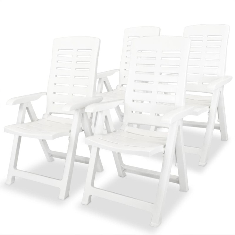vidaXL Sillas de jardín reclinables 4 unidades plástico blanco vidaXL Sillas de jardín reclinables 4 unidades plástico blanco