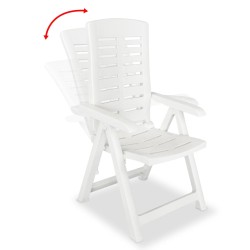 vidaXL Sillas de jardín reclinables 4 unidades plástico blanco