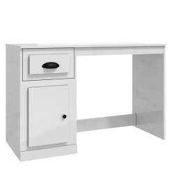 vidaXL Escritorio cajón madera contrachapada blanco brillo 115x50x75cm