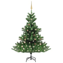 vidaXL Árbol de Navidad abeto Nordmann con LEDs y bolas verde 180 cm