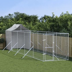 vidaXL Perrera de exterior con toldo acero galvanizado plata 2x10x2,5m