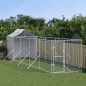 vidaXL Perrera de exterior con toldo acero galvanizado plata 2x10x2,5m