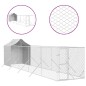vidaXL Perrera de exterior con toldo acero galvanizado plata 2x10x2,5m