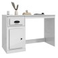 vidaXL Escritorio cajón madera contrachapada blanco brillo 115x50x75cm vidaXL Escritorio cajón madera contrachapada blanco brillo 115x50x75cm