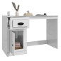 vidaXL Escritorio cajón madera contrachapada blanco brillo 115x50x75cm vidaXL Escritorio cajón madera contrachapada blanco brillo 115x50x75cm
