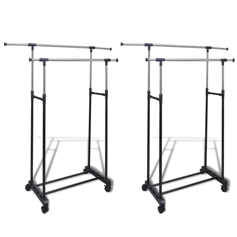 vidaXL Perchero ajustable para ropa 2 barras 2 unidades vidaXL Perchero ajustable para ropa 2 barras 2 unidades