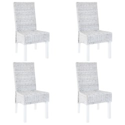 vidaXL Sillas de comedor 4 unidades ratán Kubu y madera mango marrón