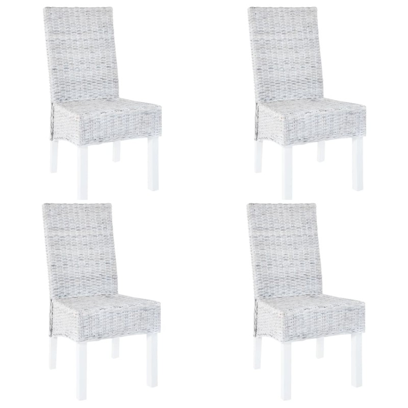 vidaXL Sillas de comedor 4 unidades ratán Kubu y madera mango marrón vidaXL Sillas de comedor 4 unidades ratán Kubu y madera mango marrón