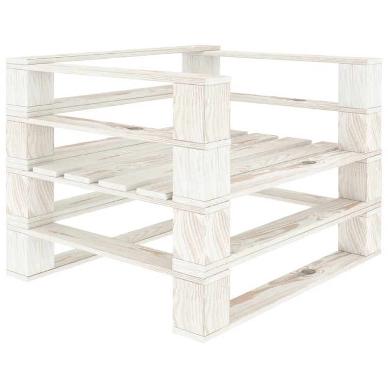 vidaXL Sillón de jardín de palets de madera blanco vidaXL Sillón de jardín de palets de madera blanco