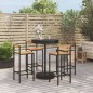 vidaXL Mesa bar y taburetes jardín 5 pzas madera acacia ratán PE negro vidaXL Mesa bar y taburetes jardín 5 pzas madera acacia ratán PE negro