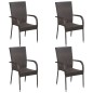 vidaXL Set de muebles de comedor de jardín 5 piezas de ratán marrón vidaXL Set de muebles de comedor de jardín 5 piezas de ratán marrón