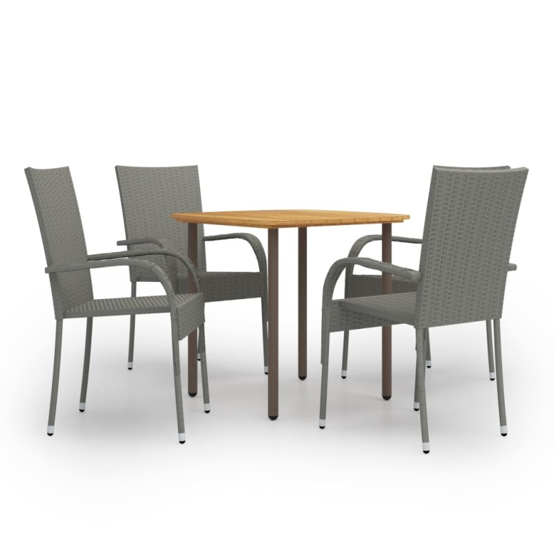 vidaXL Set de muebles de comedor de jardín 5 piezas ratán PE gris vidaXL Set de muebles de comedor de jardín 5 piezas ratán PE gris