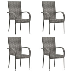 vidaXL Set de muebles de comedor de jardín 5 piezas ratán PE gris