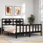 vidaXL Estructura cama de matrimonio con cabecero madera maciza negro vidaXL Estructura cama de matrimonio con cabecero madera maciza negro