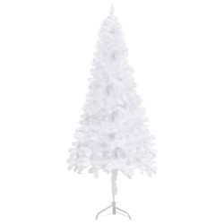 vidaXL Árbol de Navidad de esquina LED y bolas PVC blanco 150 cm