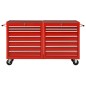 vidaXL Carro para herramientas con 14 cajones acero rojo vidaXL Carro para herramientas con 14 cajones acero rojo
