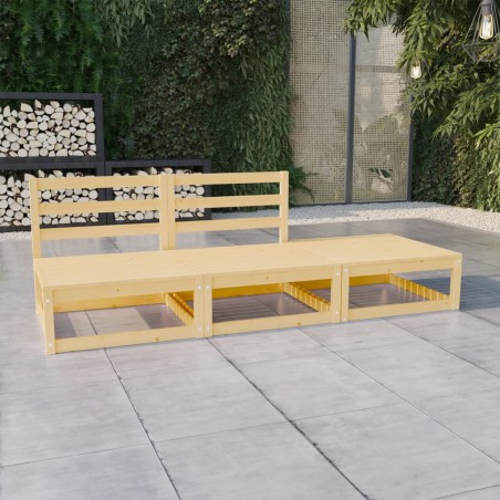 vidaXL Juego de salón de jardín 3 piezas macizo pino