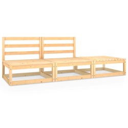 vidaXL Juego de salón de jardín 3 piezas macizo pino