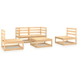 vidaXL Juego de muebles de jardín 5 piezas madera maciza de pino