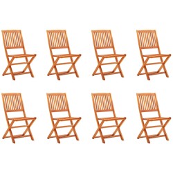 vidaXL Sillas de jardín plegables 8 pzas madera maciza de eucalipto