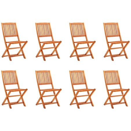 vidaXL Sillas de jardín plegables 8 pzas madera maciza de eucalipto