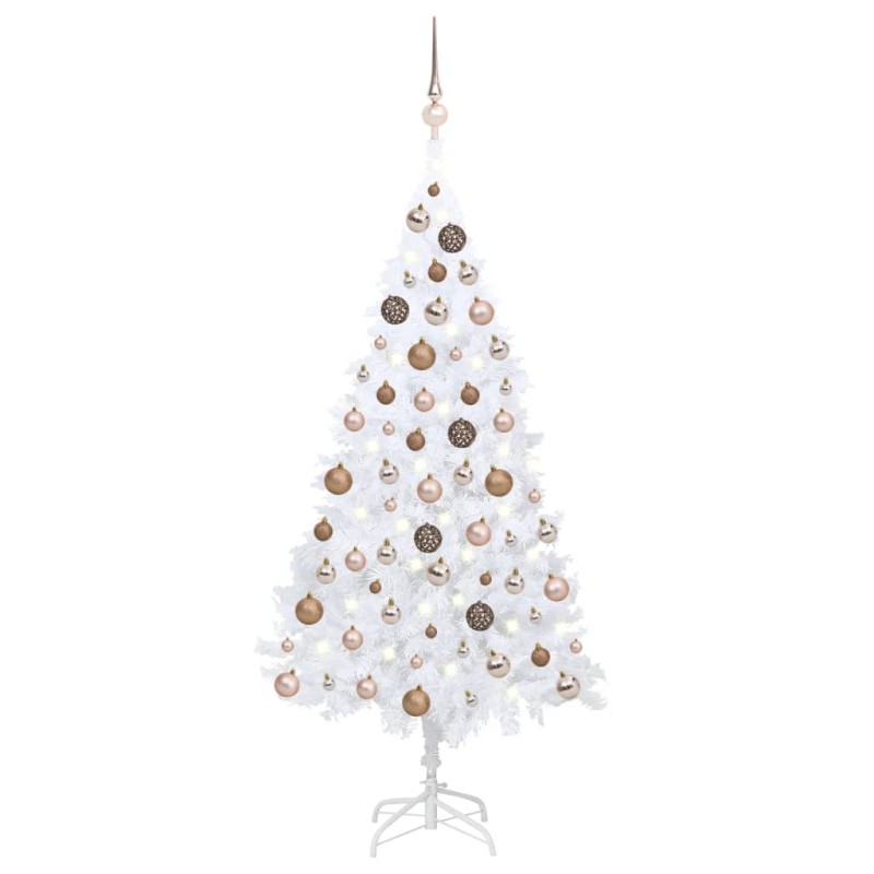 vidaXL Árbol de Navidad preiluminado con luces y bolas blanco 120 cm vidaXL Árbol de Navidad preiluminado con luces y bolas blanco 120 cm