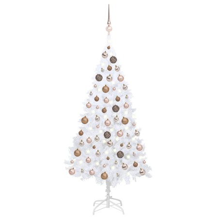 vidaXL Árbol de Navidad preiluminado con luces y bolas blanco 120 cm