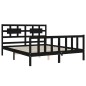 vidaXL Estructura cama de matrimonio con cabecero madera maciza negro vidaXL Estructura cama de matrimonio con cabecero madera maciza negro