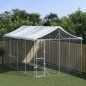 vidaXL Perrera de exterior con toldo acero galvanizado plata 3x6x2,5 m