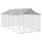 vidaXL Perrera de exterior con toldo acero galvanizado plata 3x6x2,5 m