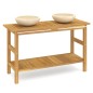 vidaXL Tocador de baño madera maciza de teca con lavabos mármol crema vidaXL Tocador de baño madera maciza de teca con lavabos mármol crema