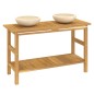 vidaXL Tocador de baño madera maciza de teca con lavabos mármol crema vidaXL Tocador de baño madera maciza de teca con lavabos mármol crema