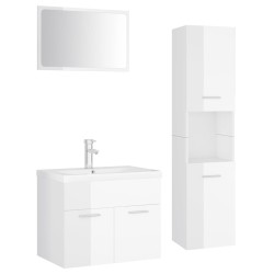vidaXL Juego de muebles de baño madera de ingeniería blanco brillo