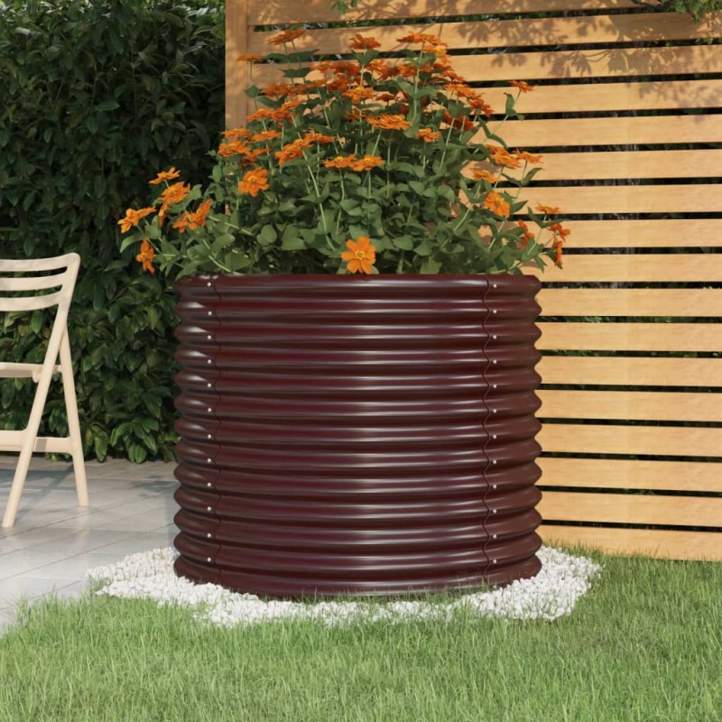 vidaXL Jardinera acero con recubrimiento en polvo marrón 80x80x68cm vidaXL Jardinera acero con recubrimiento en polvo marrón 80x80x68cm