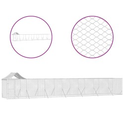 vidaXL Perrera de exterior con techo acero galvanizado plata 14x2x2,5m
