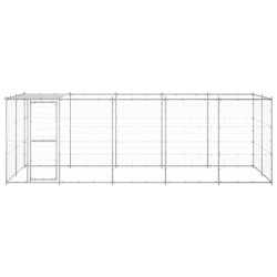 vidaXL Perrera de exterior de acero galvanizado con techo 12,1 m²