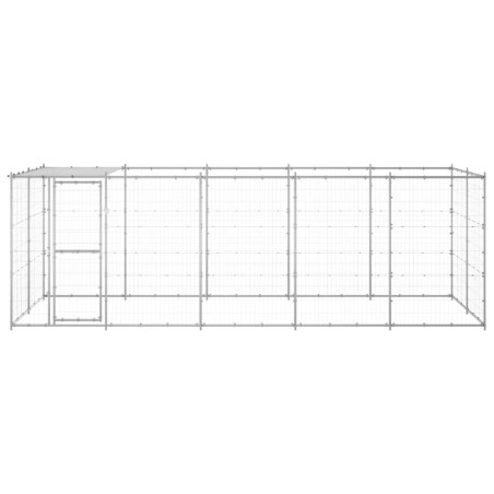 vidaXL Perrera de exterior de acero galvanizado con techo 12,1 m²