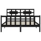 vidaXL Estructura cama de matrimonio con cabecero madera maciza negro vidaXL Estructura cama de matrimonio con cabecero madera maciza negro